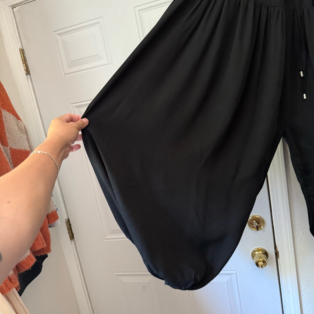 Black Wide Leg Drawstring Pants - Picture 5 of 10